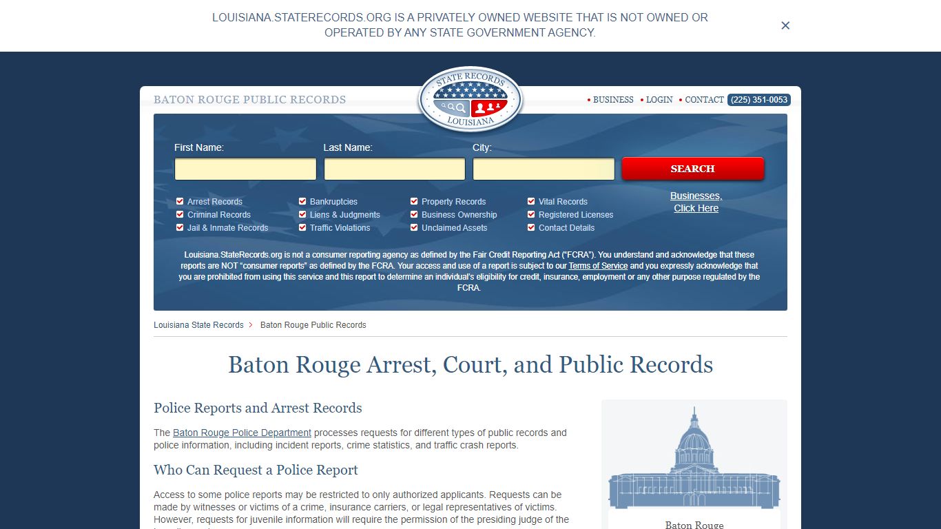 Baton Rouge Arrest, Court, and Public Records