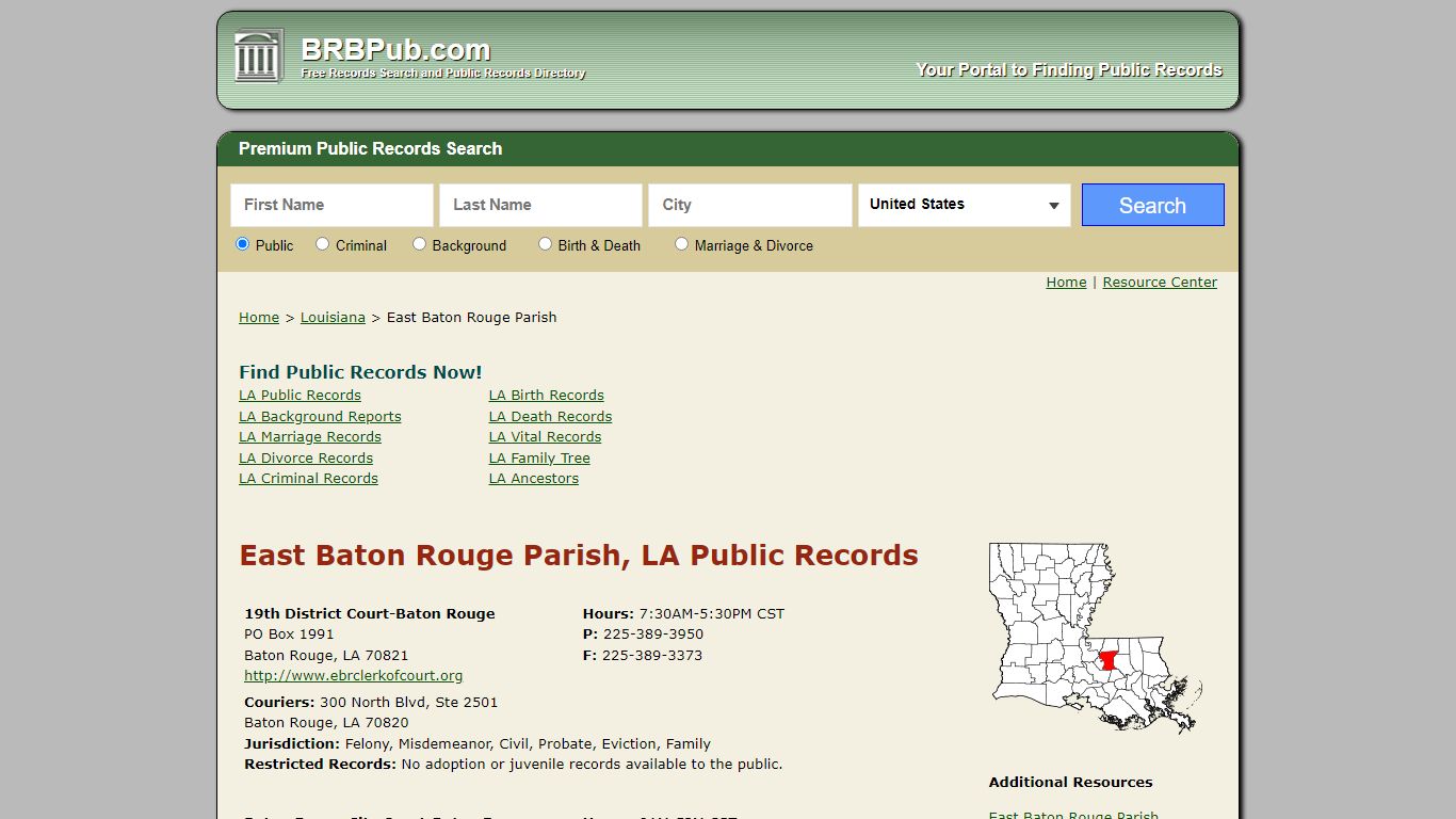 East Baton Rouge Parish, LA Public Records - BRB Pub